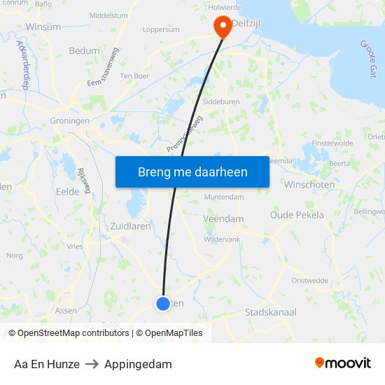 Aa En Hunze to Appingedam map