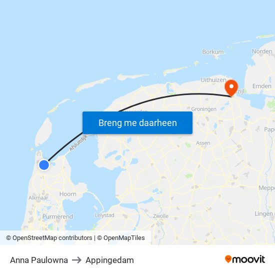 Anna Paulowna to Appingedam map