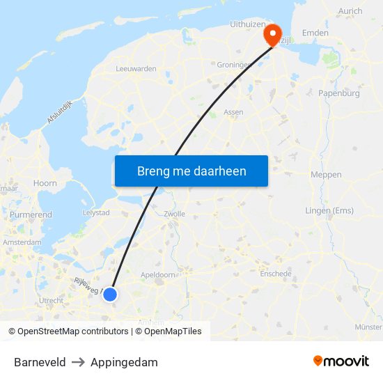 Barneveld to Appingedam map