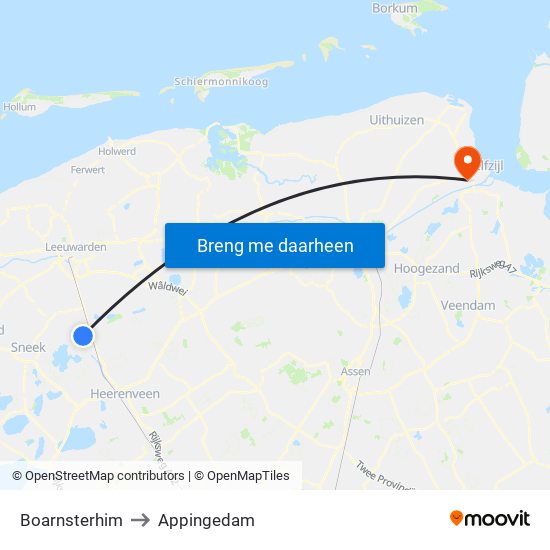 Boarnsterhim to Appingedam map