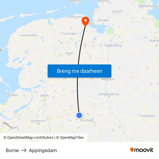 Borne to Appingedam map