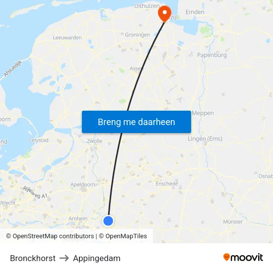 Bronckhorst to Appingedam map