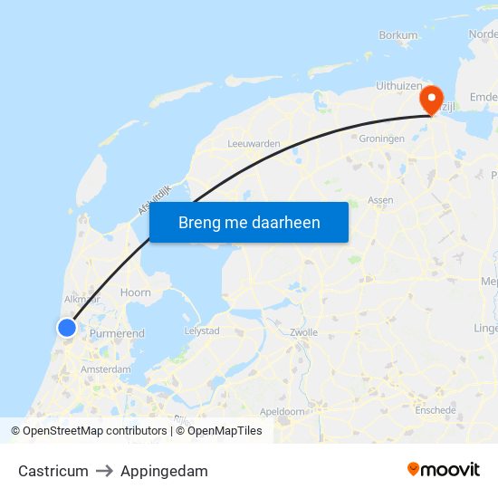 Castricum to Appingedam map