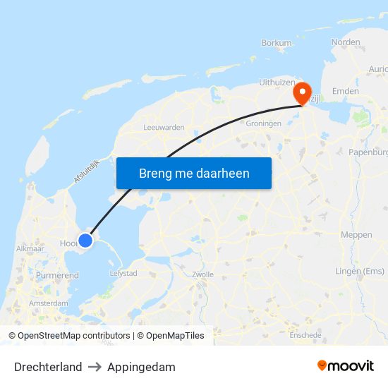 Drechterland to Appingedam map