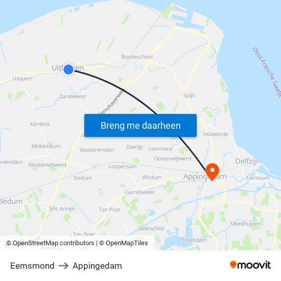 Eemsmond to Appingedam map