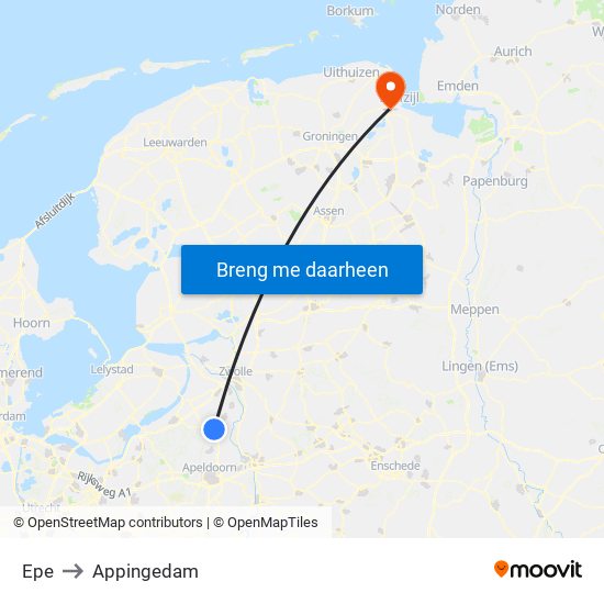 Epe to Appingedam map