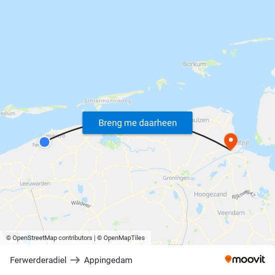 Ferwerderadiel to Appingedam map