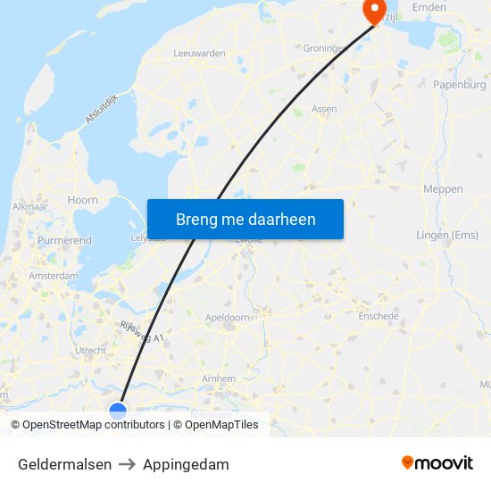 Geldermalsen to Appingedam map