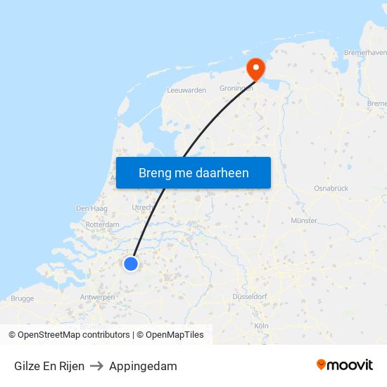 Gilze En Rijen to Appingedam map