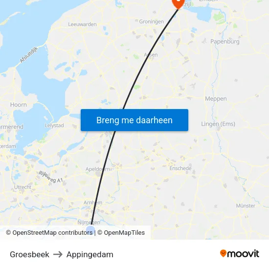 Groesbeek to Appingedam map