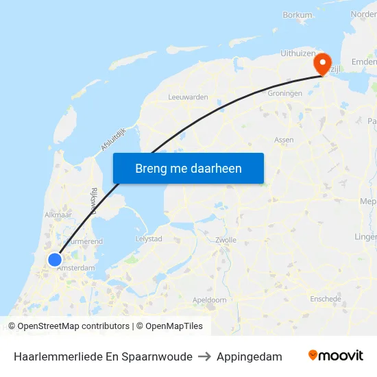 Haarlemmerliede En Spaarnwoude to Appingedam map