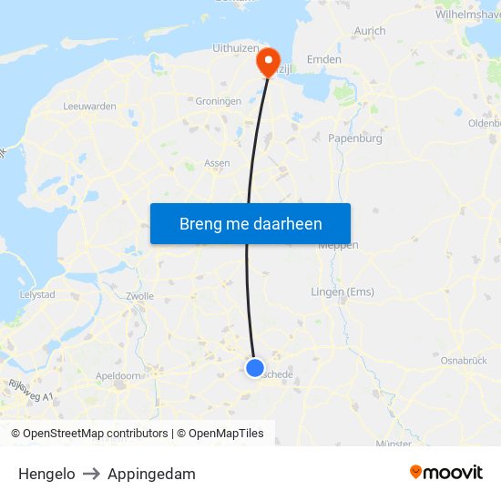 Hengelo to Appingedam map