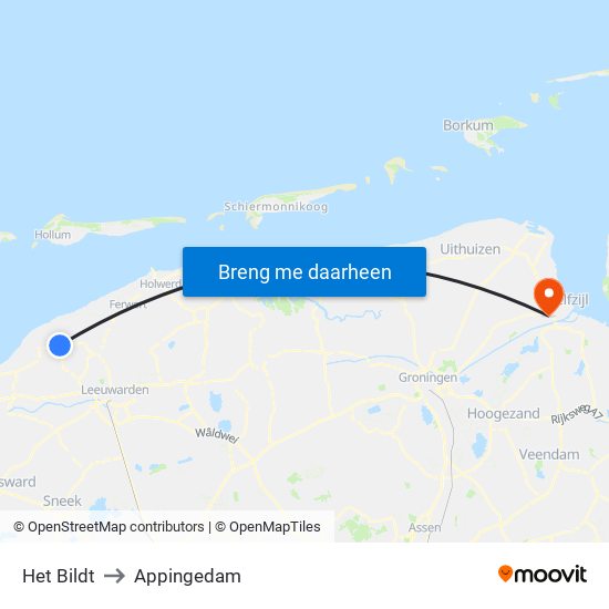 Het Bildt to Appingedam map
