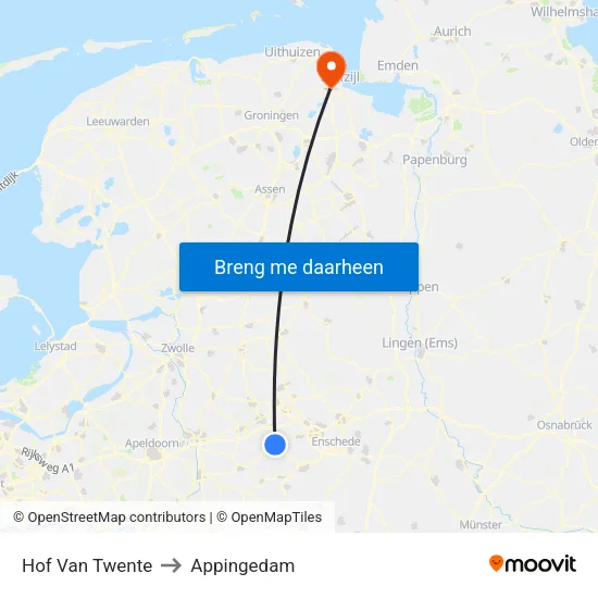 Hof Van Twente to Appingedam map