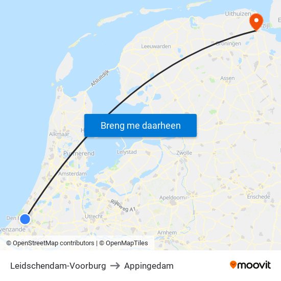 Leidschendam-Voorburg to Appingedam map
