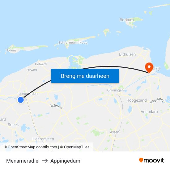 Menameradiel to Appingedam map