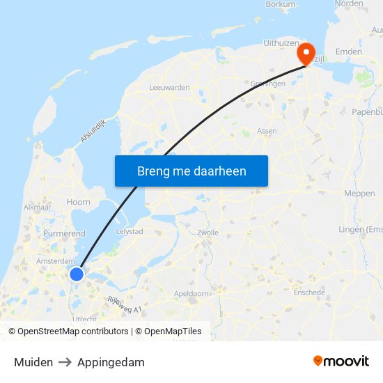 Muiden to Appingedam map
