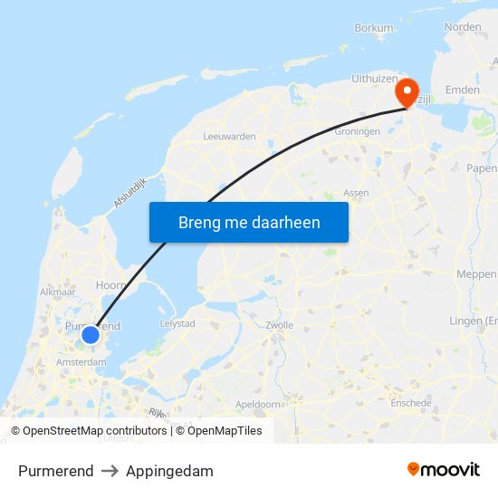 Purmerend to Appingedam map
