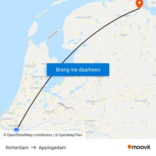 Rotterdam to Appingedam map