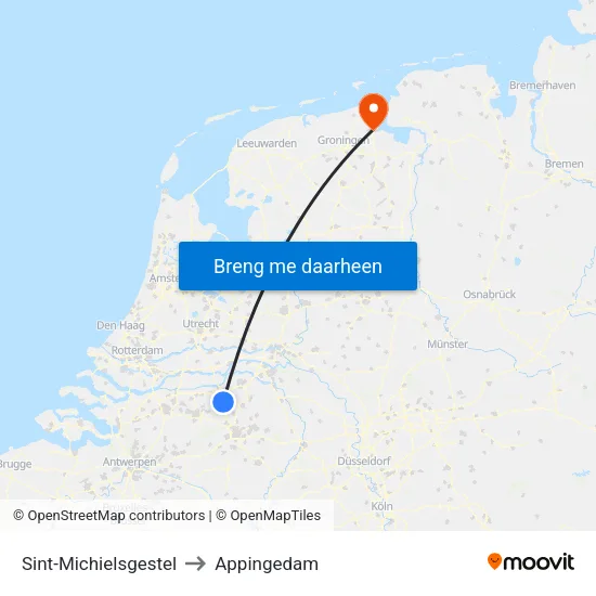 Sint-Michielsgestel to Appingedam map