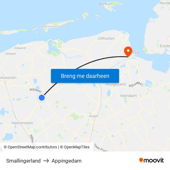 Smallingerland to Appingedam map
