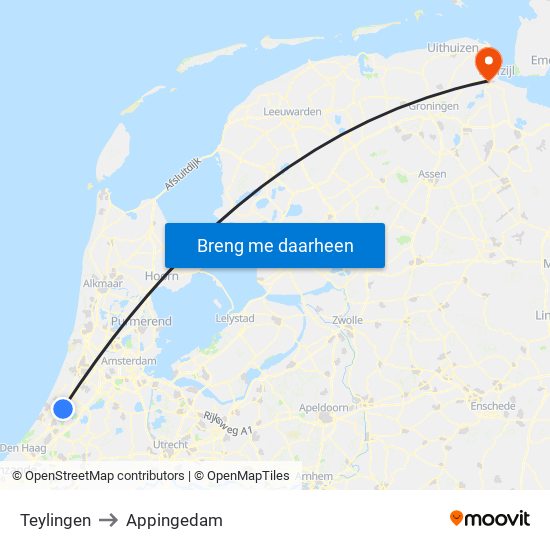 Teylingen to Appingedam map