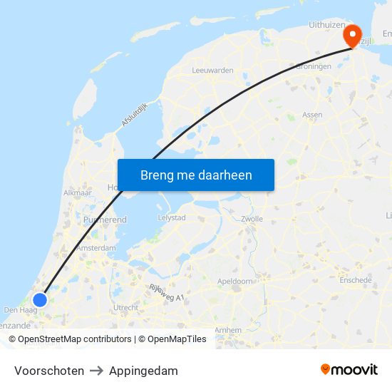 Voorschoten to Appingedam map