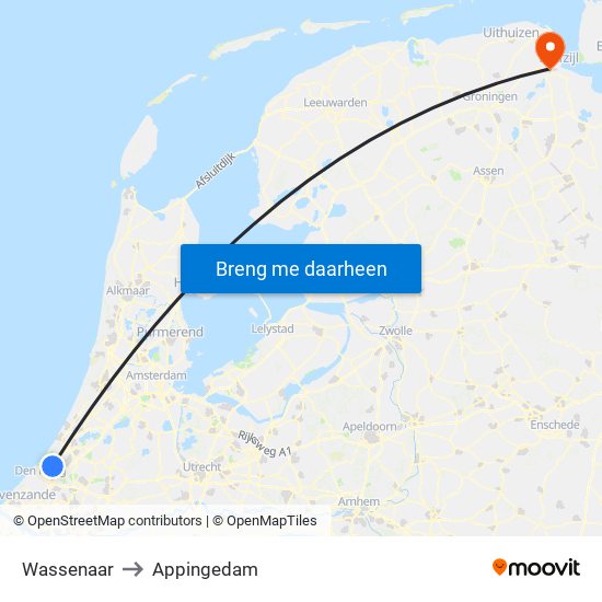 Wassenaar to Appingedam map