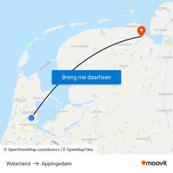 Waterland to Appingedam map