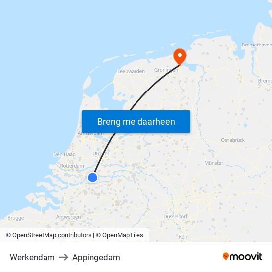 Werkendam to Appingedam map