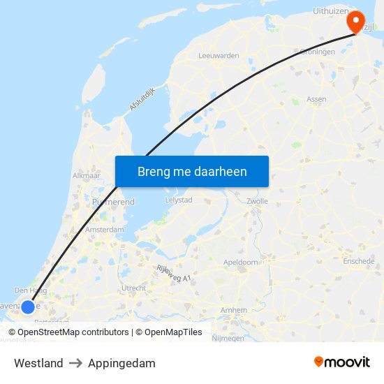 Westland to Appingedam map