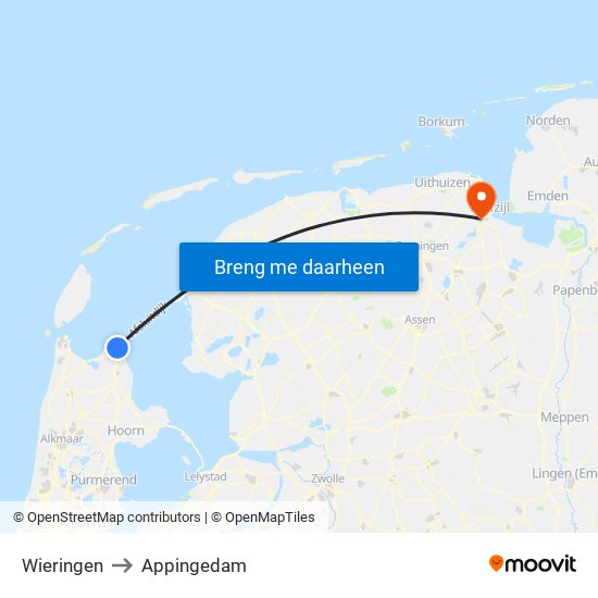 Wieringen to Appingedam map