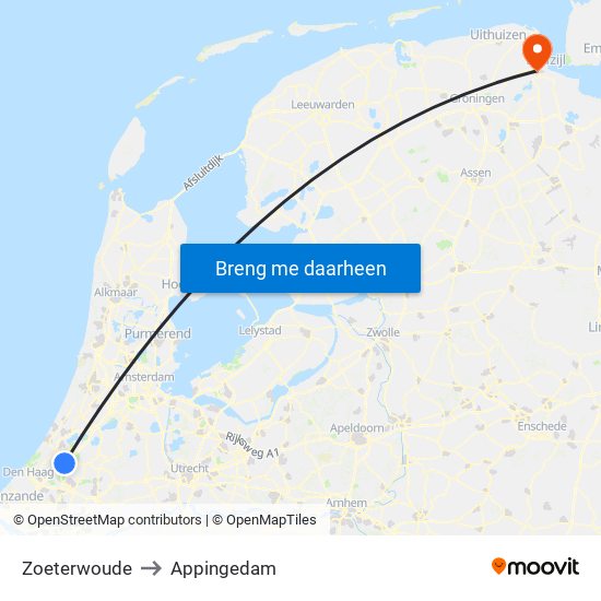 Zoeterwoude to Appingedam map