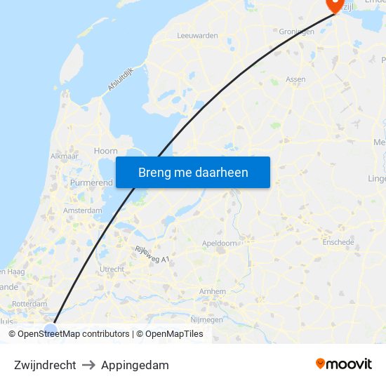 Zwijndrecht to Appingedam map