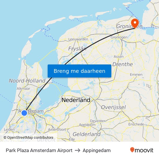 Park Plaza Amsterdam Airport to Appingedam map