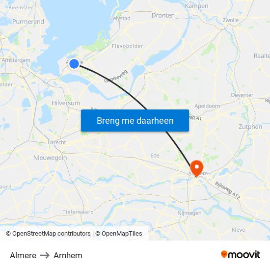 Almere to Arnhem map