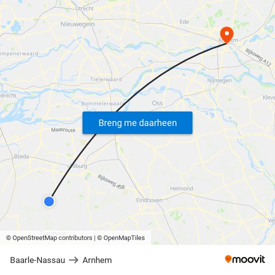 Baarle-Nassau to Arnhem map