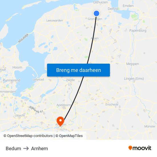 Bedum to Arnhem map