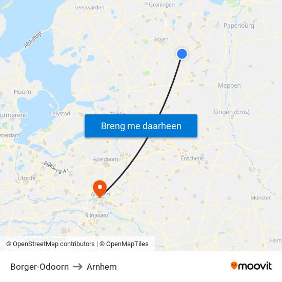 Borger-Odoorn to Arnhem map