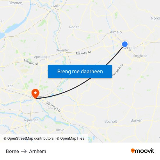Borne to Arnhem map