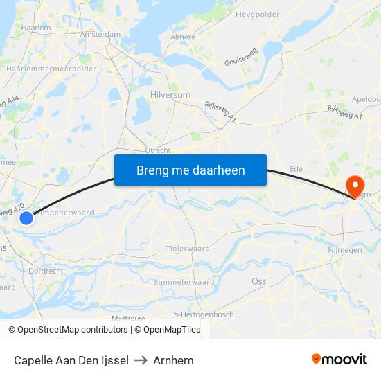 Capelle Aan Den Ijssel to Arnhem map