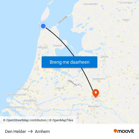 Den Helder to Arnhem map