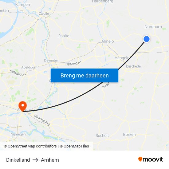 Dinkelland to Arnhem map