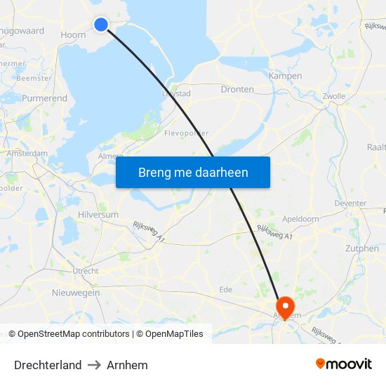 Drechterland to Arnhem map