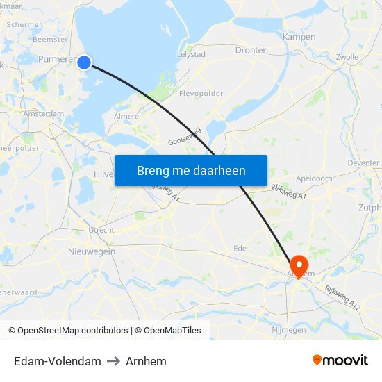 Edam-Volendam to Arnhem map