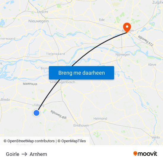 Goirle to Arnhem map