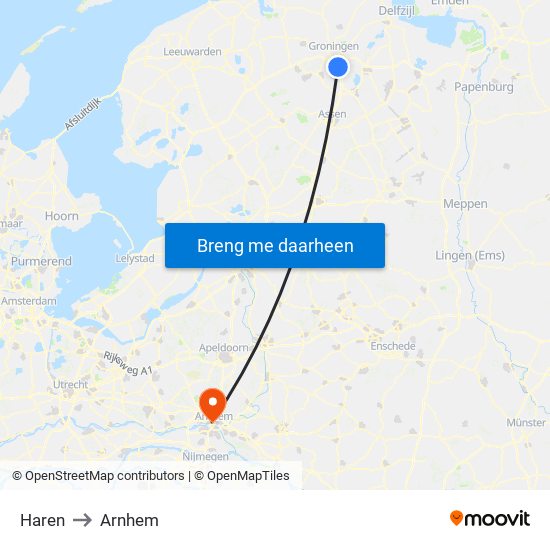 Haren to Arnhem map