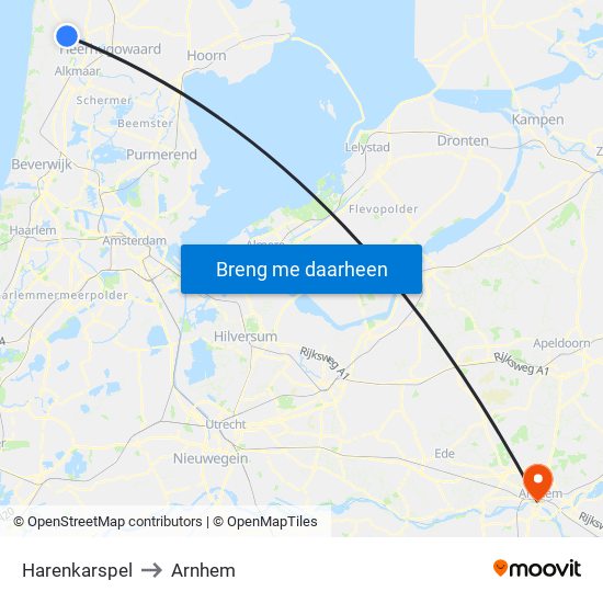 Harenkarspel to Arnhem map