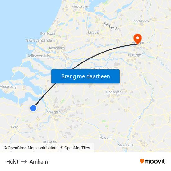 Hulst to Arnhem map