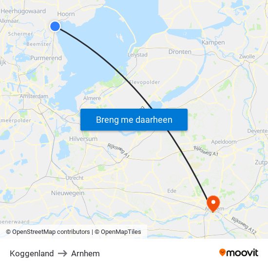 Koggenland to Arnhem map